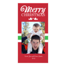 Merry Christmas Photo Card in red and green