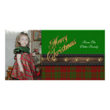 Merry Christmas Photo Card plaid customizable
