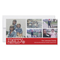 Merry Christmas Photo Card with 5 photo collage