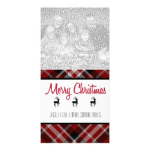 Merry Christmas Plaid Photocard Picture Card