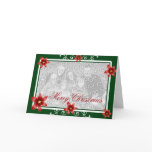 Merry Christmas Poinsettia Swirl Frame Greeting Cards