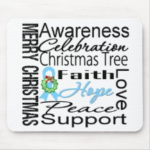 Merry Christmas Prostate Cancer Collage Ribbon Mouse Pads