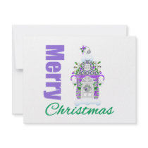 Merry Christmas Purple Theme Candyland House Personalized Invite
