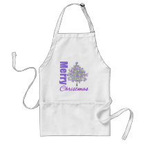 Merry Christmas Purple Theme Christmas Tree Apron
