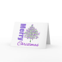 Merry Christmas Purple Theme Christmas Tree Greeting Cards