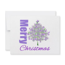 Merry Christmas Purple Theme Christmas Tree Custom Invites