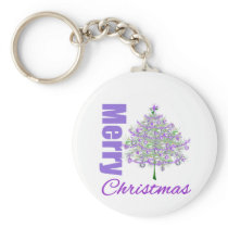 Merry Christmas Purple Theme Christmas Tree Key Chain