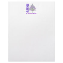 Merry Christmas Purple Theme Christmas Tree Letterhead Template