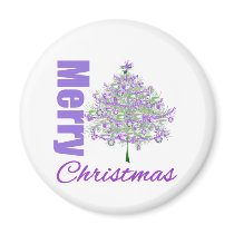 Merry Christmas Purple Theme Christmas Tree Magnets