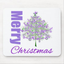 Merry Christmas Purple Theme Christmas Tree Mouse Pad