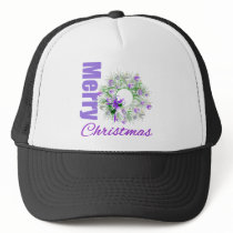 Merry Christmas Purple Theme Garden Wreath Mesh Hat