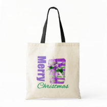 Merry Christmas Purple Theme Giftbox Canvas Bag