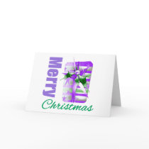 Merry Christmas Purple Theme Giftbox Greeting Card