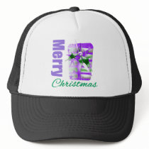 Merry Christmas Purple Theme Giftbox Trucker Hat