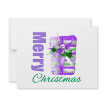 Merry Christmas Purple Theme Giftbox Custom Invitations