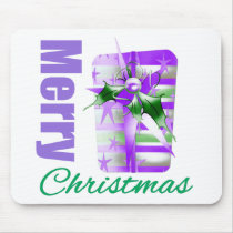 Merry Christmas Purple Theme Giftbox Mouse Pad