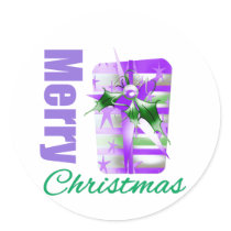 Merry Christmas Purple Theme Giftbox Sticker