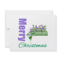 Merry Christmas Purple Theme Ornament Box Announcements