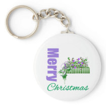 Merry Christmas Purple Theme Ornament Box Key Chains