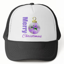 Merry Christmas Purple Theme Ornament Bulb Mesh Hats