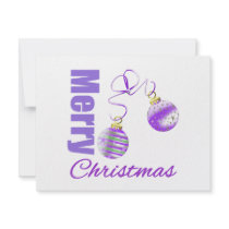 Merry Christmas Purple Theme Ornaments Personalized Invite