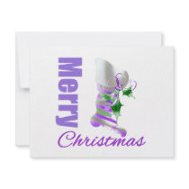 Merry Christmas Purple Theme Stocking Custom Announcements