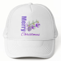 Merry Christmas Purple Theme Trio Ornaments Mesh Hat