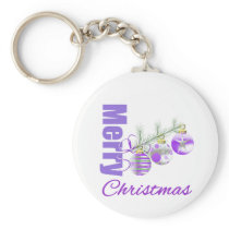 Merry Christmas Purple Theme Trio Ornaments Key Chain