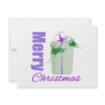 Merry Christmas Purple Theme Whimsical Gift Box Custom Announcement