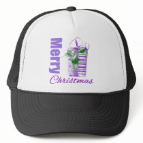 Merry Christmas Purple Theme Whimsical Gift Box v2 Mesh Hats