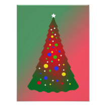 Merry Christmas: Red and Green Christmas Tree Photographic Print