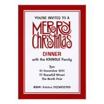 Merry Christmas red Dinner Invitation