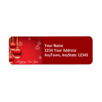 Merry Christmas Red Ornaments & Ribbons Template labels