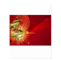 Merry Christmas red ribbon background Post Cards