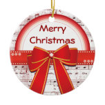 Merry Christmas red ribbon notes ornament ornaments