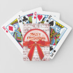 Merry Christmas red ribbon notes playing cards playing cards