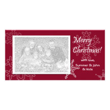 Merry Christmas! Red Snowflake Photo Card
