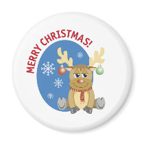 Merry Christmas Reindeer Magnet