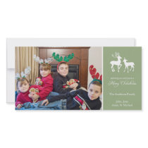 Merry Christmas Reindeer Photo Cards (Sage Green)