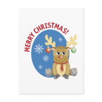 Merry Christmas Reindeer Postcard