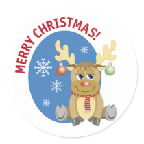 Merry Christmas Reindeer Stickers