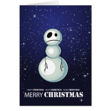 Merry Christmas Sad Snowman Blank Card