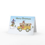 Merry Christmas School Bus Greeting Cards