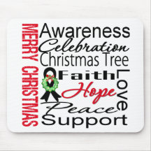 Merry Christmas Skin Cancer Ribbon Collage Mouse Pads