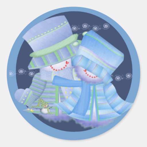 Merry Christmas  Snow Couple Stickers