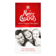 Merry Christmas Snow personalized photo card