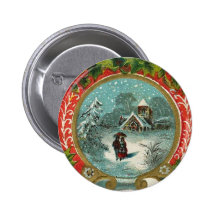 Merry Christmas Snow Scene Medallion Buttons