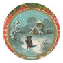 Merry Christmas Snow Scene Medallion Round Sticker