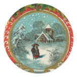 Merry Christmas Snow Scene Medallion stickers