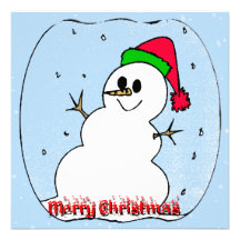 Merry Christmas Snowman Invitation